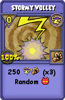 Wizard101 Storm spell card: Stormy Volley, Spell ID 10890