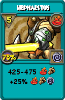 Wizard101 Fire spell card: Hephaestus, Spell ID 11016