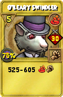 Wizard101 Fire spell card: O'Leary Swindler, Spell ID 11022