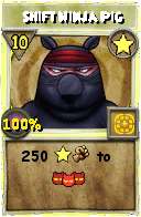Wizard101 Star spell card: Shift Ninja Pig, Spell ID 11030