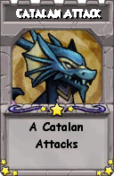 Wizard101 School 16 spell card: Catalan Attack, Spell ID 11049