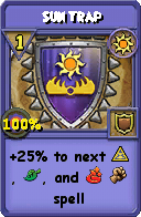 Wizard101 Sun spell card: Sun Trap, Spell ID 11065