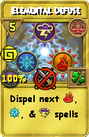 Wizard101 Balance spell card: Elemental Defuse, Spell ID 11077
