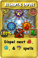 Wizard101 Balance spell card: Elemental Defuse, Spell ID 11079