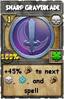 Wizard101 Death spell card: Sharp Graveblade, Spell ID 11107