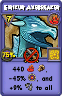 Wizard101 Fire spell card: Eirikur Axebreaker, Spell ID 11112