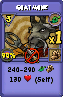 Wizard101 Life spell card: Goat Monk, Spell ID 11145