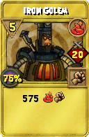 Wizard101 Fire spell card: Iron Golem, Spell ID 11175