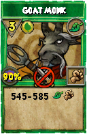 Wizard101 Life spell card: Goat Monk, Spell ID 11213