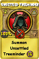 Wizard101 Myth spell card: Unsettled Treeminder, Spell ID 11224