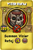 Wizard101 Myth spell card: Vizier Rafaj, Spell ID 11225