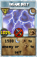 Wizard101 Moon spell card: Insane Bolt, Spell ID 11227