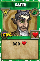 Wizard101 Life spell card: Satyr, Spell ID 11242