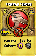 Wizard101 Myth spell card: Tzeltan Cohort, Spell ID 11290