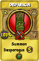 Wizard101 Myth spell card: Desparagus, Spell ID 11291
