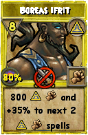 Wizard101 Myth spell card: Boreas Ifrit, Spell ID 11303