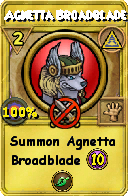 Wizard101 Myth spell card: Agnetta Broadblade, Spell ID 11310