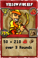 Wizard101 Fire spell card: Yellow Fire Elf, Spell ID 11324