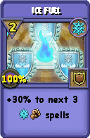 Wizard101 Ice spell card: Ice Fuel, Spell ID 11338