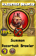 Wizard101 Myth spell card: Razortusk Brawler, Spell ID 11347