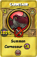 Wizard101 Myth spell card: Carnosaur, Spell ID 11352