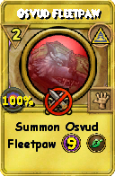 Wizard101 Myth spell card: Osvud Fleetpaw, Spell ID 11354