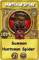 Wizard101 Myth spell card: Huntsman Spider, Spell ID 11359