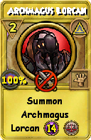 Wizard101 Myth spell card: Archmagus Lorcan, Spell ID 11365