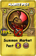 Wizard101 Myth spell card: Market Pest, Spell ID 11366