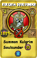 Wizard101 Myth spell card: Kulgrim Soulsunder, Spell ID 11380
