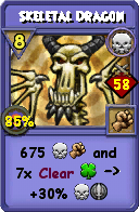 Wizard101 Death spell card: Skeletal Dragon, Spell ID 11383