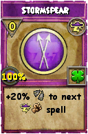 Wizard101 Storm spell card: Stormspear, Spell ID 11401
