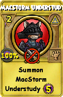 Wizard101 Myth spell card: MacStorm Understudy, Spell ID 11418