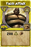 Wizard101 Myth spell card: Talos Attack, Spell ID 11429