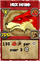 Wizard101 Fire spell card: Heck Hound, Spell ID 11430