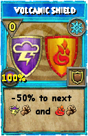 Wizard101 Ice spell card: Volcanic Shield, Spell ID 11433