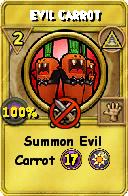 Wizard101 Myth spell card: Evil Carrot, Spell ID 11473