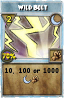 Wizard101 Moon spell card: Wild Bolt, Spell ID 11479