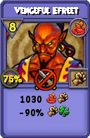 Wizard101 Fire spell card: Vengeful Efreet, Spell ID 11487