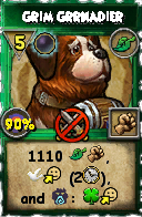 Wizard101 Life spell card: Grim Grrnadier, Spell ID 11491