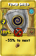 Wizard101 Ice spell card: Tower Shield, Spell ID 11497