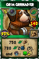 Wizard101 Life spell card: Grim Grrnadier, Spell ID 11527