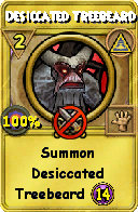 Wizard101 Myth spell card: Desiccated Treebeard, Spell ID 11576