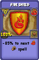 Wizard101 Fire spell card: Fire Shield, Spell ID 11636