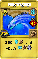 Wizard101 Ice spell card: Frostfeather, Spell ID 11656