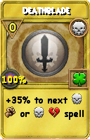 Wizard101 Death spell card: Deathblade, Spell ID 11673