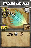 Wizard101 Death spell card: Staggers and Jags, Spell ID 11729