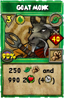 Wizard101 Life spell card: Goat Monk, Spell ID 11747