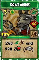 Wizard101 Life spell card: Goat Monk, Spell ID 11748
