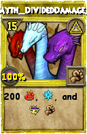 Wizard101 Myth spell card: BG_Myth_DividedDamage_5_2, Spell ID 11766